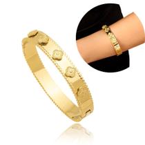 Pulseira feminina trevo dourado aço inoxidável, bracelete feminino semijoia luxo Pulseira feminina trevo dourado aço inoxidável, bracelete feminino semijoia luxo