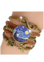 Pulseira Feminina Van Gogh Noite Estrelada Arte Derivada Ajustável