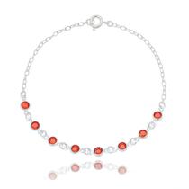 Pulseira feminina zircônia vermelha redonda em Prata 925 19cm Pulseira feminina zircônia vermelha redonda em Prata 925 19cm