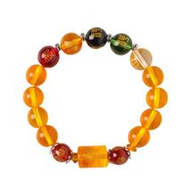 Pulseira Feng Shui Glaze com Cinco Miçangas de Cristal Amarelo
