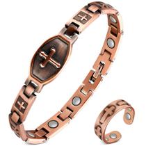 Pulseira Feraco Pure Copper Magnetic com design cruzado