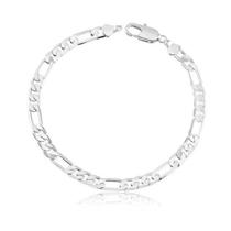 Pulseira Fígaro Prata 925 Masculina 3x1 6mm - Deusa Da Moda