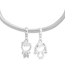 Pulseira Filhos Casal Banhado a Prata 925 Pulseira Filhos Casal Banhado a Prata 925