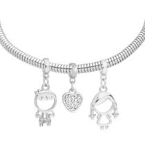 Pulseira Filhos Casal Banhado a Prata 925 Pulseira Filhos Casal Banhado a Prata 925