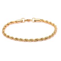 Pulseira Fina Cordão Torcido 2mm Aço Inox 316l Gold Pulseira Fina Cordão Torcido 2mm Aço Inox 316l Gold
