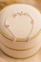 Pulseira fio com zircônia rosa