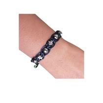 Pulseira fio de seda regulável Macramê Preta Estrela
