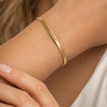 Pulseira Fita Laminada Dourada Feminina 2,5mm Aço Inox