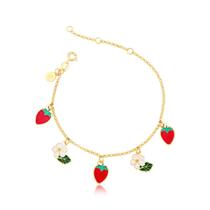 Pulseira Flor do Morango Revestida em Ouro Pulseira Flor do Morango Revestida em Ouro