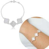 Pulseira Flor Trevo Prata 925 Feminino Garantia Madrepérola Pulseira Flor Trevo Prata 925 Feminino Garantia Madrepérola