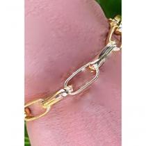 Pulseira Floratta Joias Elos Intercalados Banhada em Ouro 18K Dourado Pulseira Floratta Joias Elos Intercalados Banhada em Ouro 18K Dourado