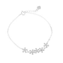 Pulseira Flores Cravejadas Prata 925