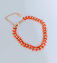 Pulseira folhas rosa neon