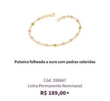 Pulseira folheada a ouro com pedras coloridas
