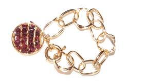 Pulseira folheada a ouro com pedras vinho Pulseira folheada a ouro com pedras vinho