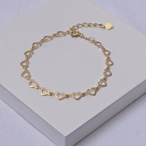 Pulseira Folheada a Ouro Elos Formato Coração
