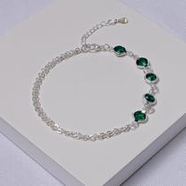 Pulseira Folheada a Prata com Cristais Esmeralda