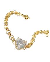 Pulseira Folheada Diamantada E Coração Com Zircônia