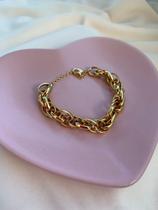 Pulseira folheado a ouro Elo triplo Semi joia Pulseira folheado a ouro Elo triplo Semi joia