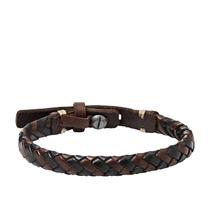 Pulseira Fossil JA5932716 masculina trançada em couro preto/marrom 24cm