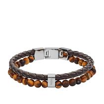 Pulseira Fossil JF03118040 Leather Beads Tigers Eye Pulseira Fossil JF03118040 Leather Beads Tigers Eye
