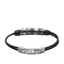 Pulseira Fossil JF84196040 de couro preto com miçangas 21,5 cm Pulseira Fossil JF84196040 de couro preto com miçangas 21,5 cm