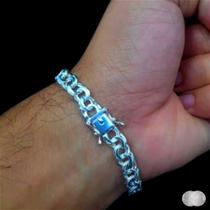 Pulseira Friso Duplo com Fecho Gaveta em Prata 925 - 8mm de Largura Pulseira Friso Duplo com Fecho Gaveta em Prata 925 - 8mm de Largura