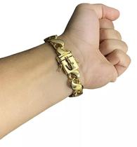 Pulseira Friso S 13Mm Com Fecho Jacaré - Banhado A Ouro 18K