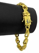 Pulseira Friso X 13Mm Fecho Nossa Senhora Banhado A Ouro 18K