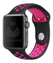 Pulseira Furos ML Preto/Rosa Compatível Apple Watch 44mm Pulseira Furos ML Preto/Rosa Compatível Apple Watch 44mm