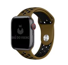 Pulseira Furos SM Oliva/Preto Compatível Apple Watch 44mm - Baú do Viking