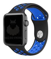 Pulseira Furos SM Preto/Azul Compatível Apple Watch 40mm - Baú do Viking