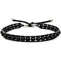 Pulseira Gafeno Bracelete De Couro Preta Chan Luu