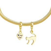 Pulseira Gato Berloque Banhado a Ouro 18k Pulseira Gato Berloque Banhado a Ouro 18k