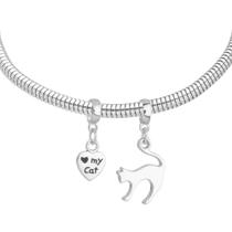 Pulseira Gato Berloque Banhado a Prata 925 Pulseira Gato Berloque Banhado a Prata 925