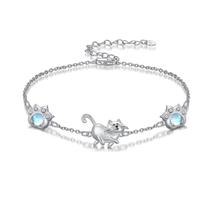 Pulseira GELOCH Cat em prata esterlina 925 com pedra da lua para mulheres Pulseira GELOCH Cat em prata esterlina 925 com pedra da lua para mulheres