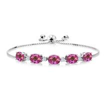 Pulseira Gem Stone King 6,7 ct Topázio Místico Rosa Prata