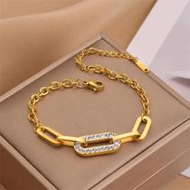 Pulseira Geométrica De Corrente Grossa Dourada Para Mulheres Em Aço Inoxidável 316L De Alta Pulseira Geométrica De Corrente Grossa Dourada Para Mulheres Em Aço Inoxidável 316L De Alta
