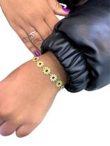 Pulseira Girassol Folheada a Prata Original 19Cm