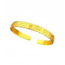 Pulseira Gold Placer Open Cuff gravada à mão 17g para mulheres Pulseira Gold Placer Open Cuff gravada à mão 17g para mulheres