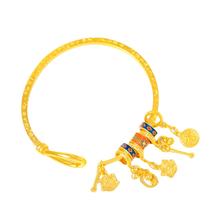 Pulseira Gold Placer para mulheres em estilo chinês 28g Open Bangl Pulseira Gold Placer para mulheres em estilo chinês 28g Open Bangl
