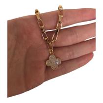 PULSEIRA GOMOS FLOR METAL CRAVEJADO Dourado