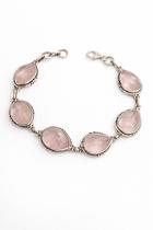 Pulseira Gotas Pedra Natural Quartzo Rosa Prata de Bali 925 Pulseira Gotas Pedra Natural Quartzo Rosa Prata de Bali 925