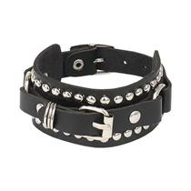 Pulseira Gótica De material sintético Com Espinhos Pretos Ajustável Punk Rock Para Homens E Mulheres