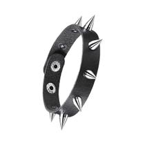 Pulseira Gótica Punk Rock Ajustável - Cravejada com Pedras Pretas - Unissex