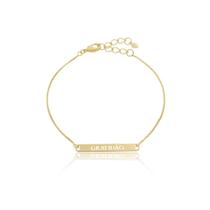 Pulseira Gratidão Placa Lisa Prata Banhada a Ouro 18K