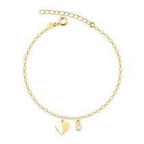 Pulseira Groumet Coração Ponto De Luz Folheada A Ouro Pulseira Groumet Coração Ponto De Luz Folheada A Ouro