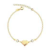 Pulseira Groumet Coração Pontos De Luz Folheada A Ouro Pulseira Groumet Coração Pontos De Luz Folheada A Ouro