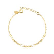 Pulseira Groumet Elos Ovais Entrelaçados Folheada A Ouro