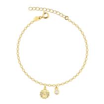 Pulseira Groumet Margarida Ponto De Luz Folheada A Ouro 18k Pulseira Groumet Margarida Ponto De Luz Folheada A Ouro 18k